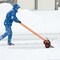 Costway 30" Snow Shovel Heavy-Duty Metal Adjustable Height Wheeled Snow Removal Pusher